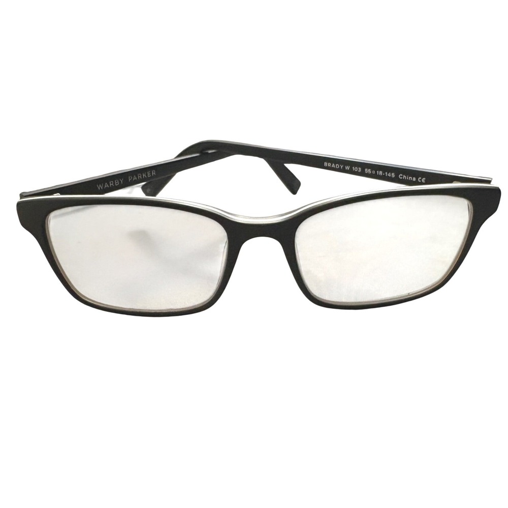 Warby Parker Brady W103 Black Eyeglass Frames 55-18 Rectangle RX Script Lenses